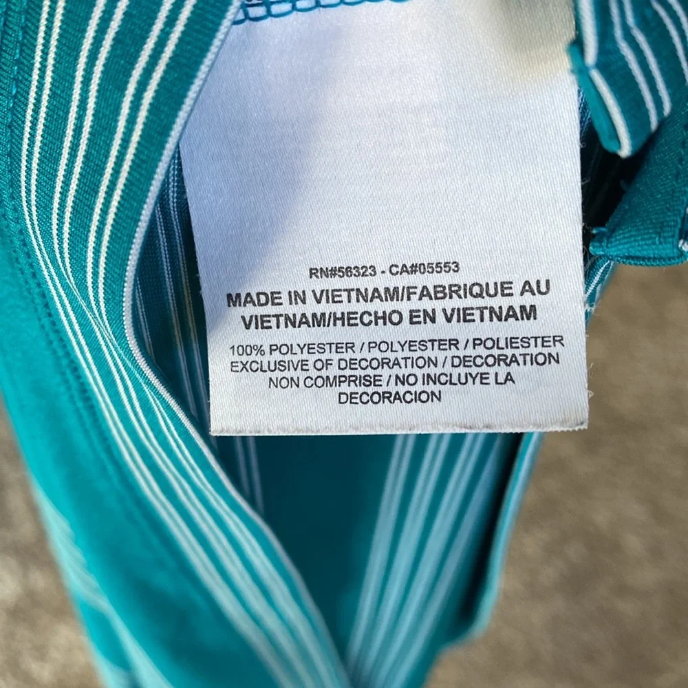 Nike Golf Tour Performance Dr-Fit Teal & White Stripe Polo Shirt, Women’s L